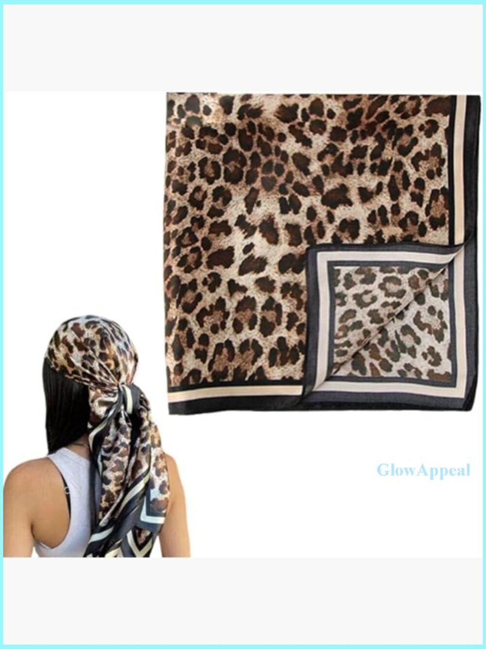 Silk Chiffon Leopard Print Scarf, Square Fashion Accessory for Women